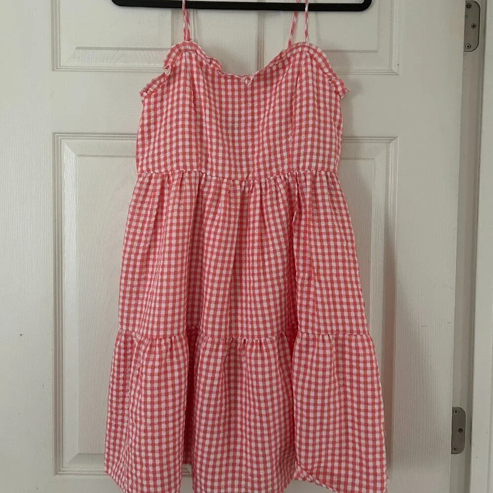 NWT Wild Fable Gingham Spaghetti Strap Mini Tiered Ruffle Dress Size Small